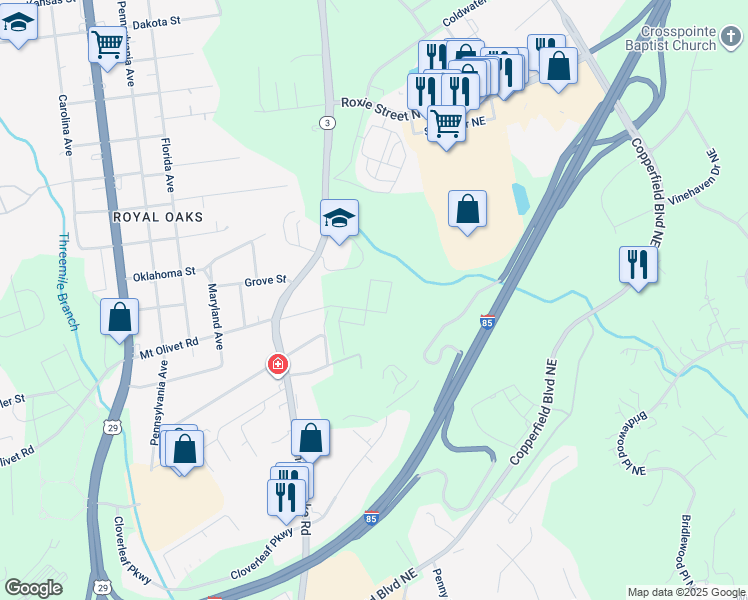 map of restaurants, bars, coffee shops, grocery stores, and more near 320 North Avenue in Kannapolis