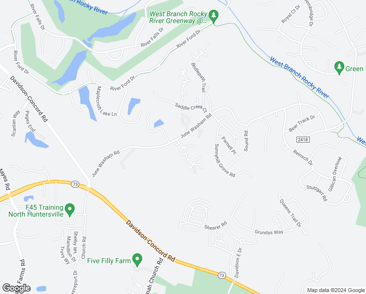 map of restaurants, bars, coffee shops, grocery stores, and more near 734 Davidson Run Lane in Davidson