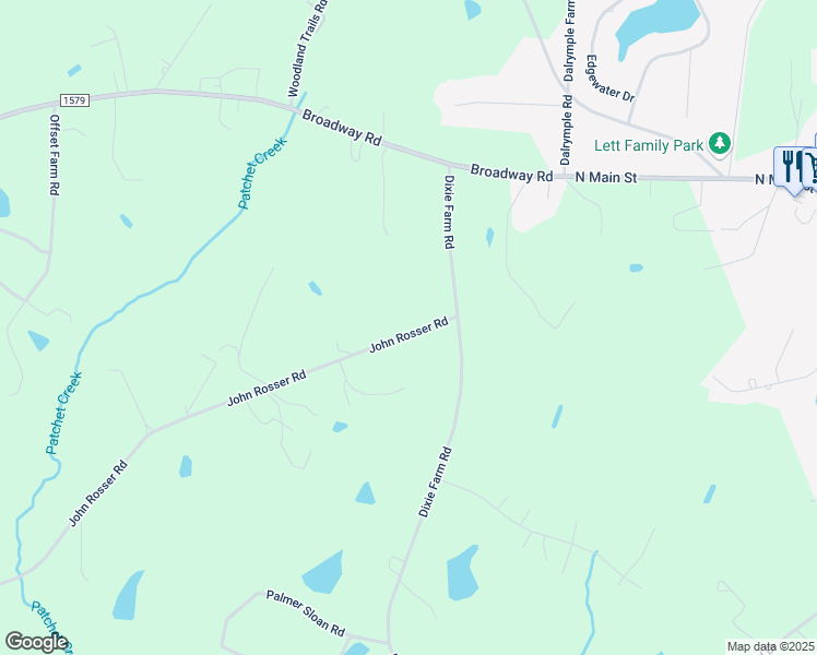 map of restaurants, bars, coffee shops, grocery stores, and more near 1721 John Rosser Road in Sanford