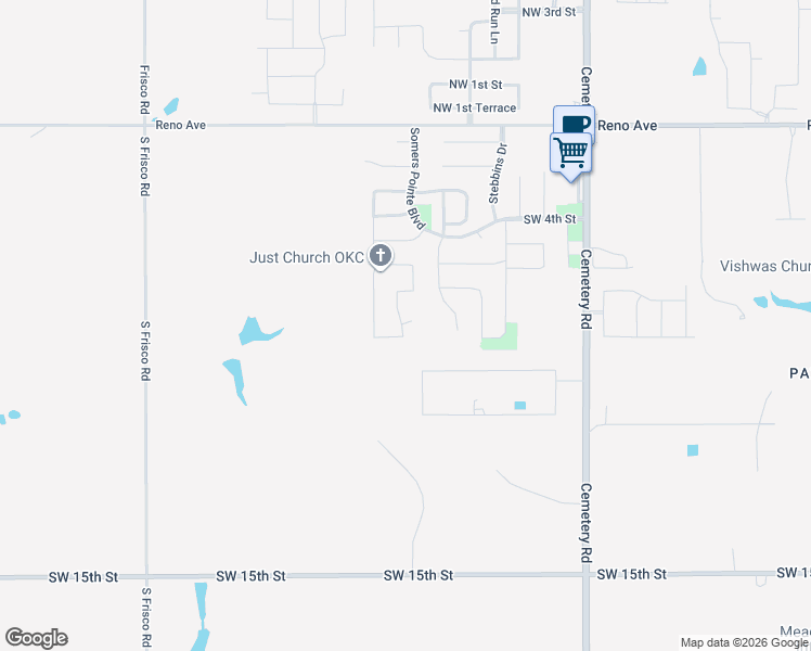 map of restaurants, bars, coffee shops, grocery stores, and more near 705 Parsons Drive in Yukon
