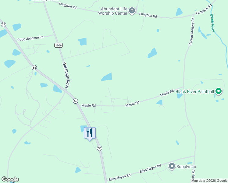 map of restaurants, bars, coffee shops, grocery stores, and more near 100 Hickory Tree Ln in Angier