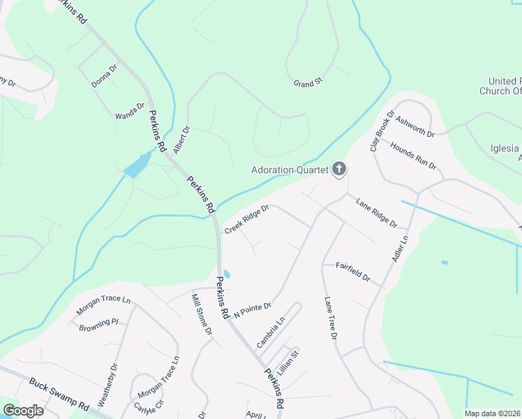 map of restaurants, bars, coffee shops, grocery stores, and more near Creek Ridge Drive in Wayne County