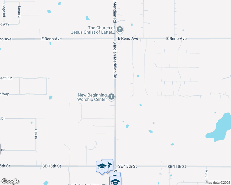 map of restaurants, bars, coffee shops, grocery stores, and more near 760 South Indian Meridian Road in Choctaw