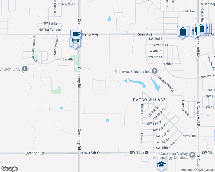 map of restaurants, bars, coffee shops, grocery stores, and more near 701 Cassandra Lane in Yukon