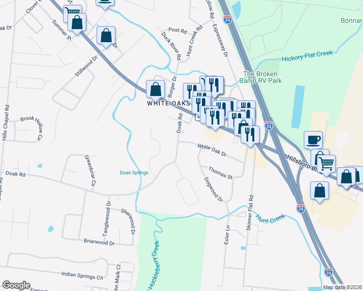 map of restaurants, bars, coffee shops, grocery stores, and more near 141 White Oak Drive in Manchester