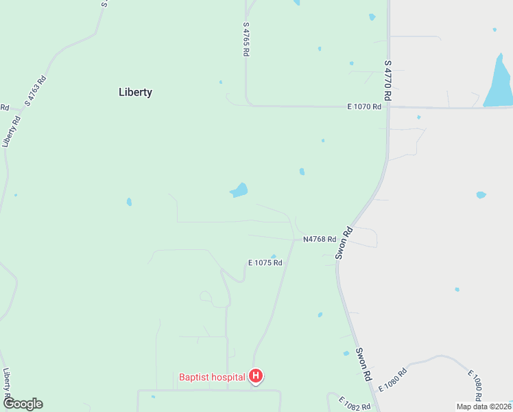 map of restaurants, bars, coffee shops, grocery stores, and more near 107618 South 4768 Road in Roland