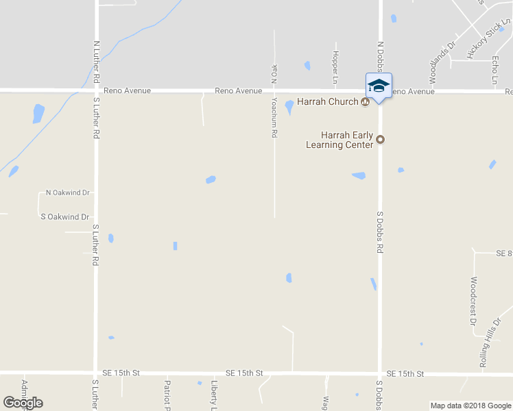 map of restaurants, bars, coffee shops, grocery stores, and more near 615 Yoachum Road in Harrah