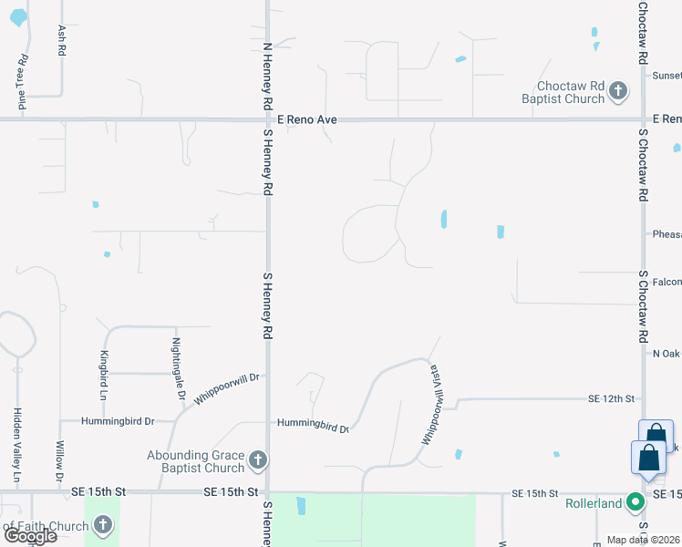 map of restaurants, bars, coffee shops, grocery stores, and more near 539 Buttermilk Cloud Ridge in Choctaw
