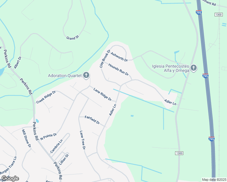 map of restaurants, bars, coffee shops, grocery stores, and more near 407 Adler Lane in Goldsboro