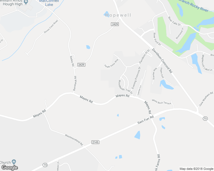 map of restaurants, bars, coffee shops, grocery stores, and more near 13415 Mayes Road in Huntersville