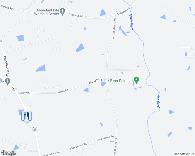 map of restaurants, bars, coffee shops, grocery stores, and more near 775 Maple Road in Angier