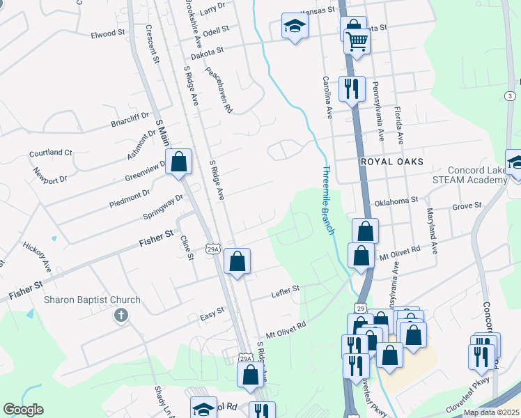map of restaurants, bars, coffee shops, grocery stores, and more near 2609 Butler Court in Kannapolis