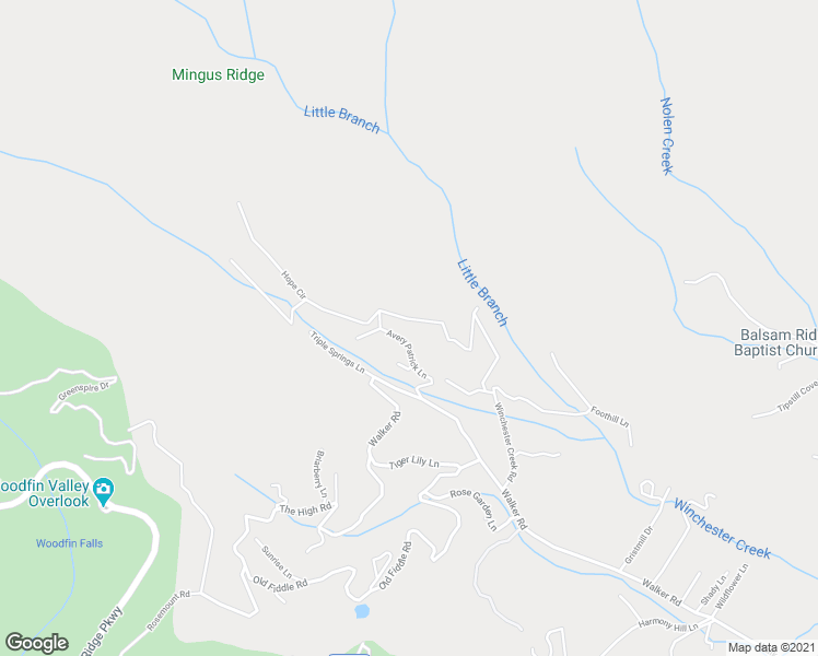 map of restaurants, bars, coffee shops, grocery stores, and more near 188 Avery Patrick Lane in Waynesville