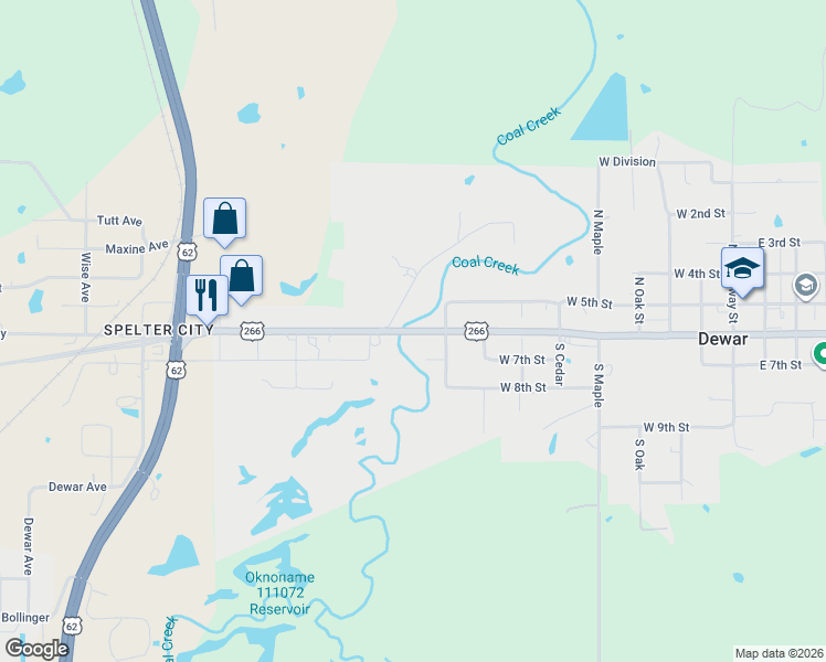 map of restaurants, bars, coffee shops, grocery stores, and more near 101 Spruce in Henryetta