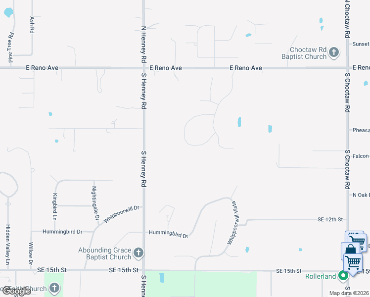 map of restaurants, bars, coffee shops, grocery stores, and more near 539 Buttermilk Cloud Ridge in Choctaw