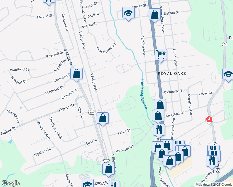map of restaurants, bars, coffee shops, grocery stores, and more near 275 Southaven Court in Kannapolis