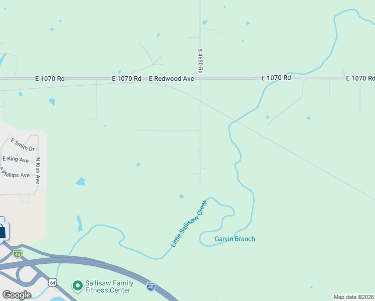 map of restaurants, bars, coffee shops, grocery stores, and more near 107360 South 4650 Road in Sallisaw