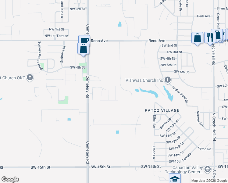 map of restaurants, bars, coffee shops, grocery stores, and more near 701 Cassandra Lane in Yukon
