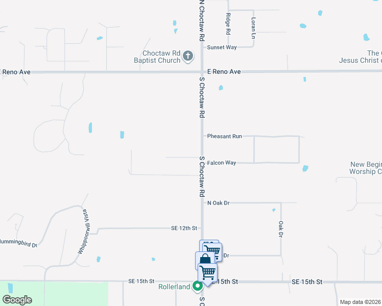 map of restaurants, bars, coffee shops, grocery stores, and more near 14947 Coronado Dr in Choctaw