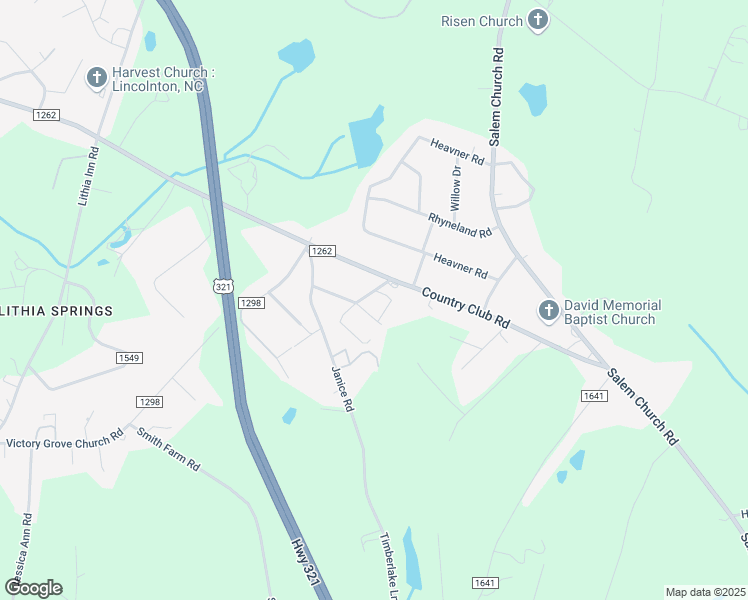 map of restaurants, bars, coffee shops, grocery stores, and more near 1632 Crossover Drive in Lincolnton