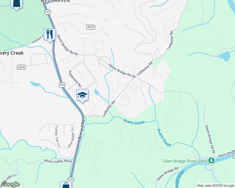 map of restaurants, bars, coffee shops, grocery stores, and more near 52 Asher Lane in Arden