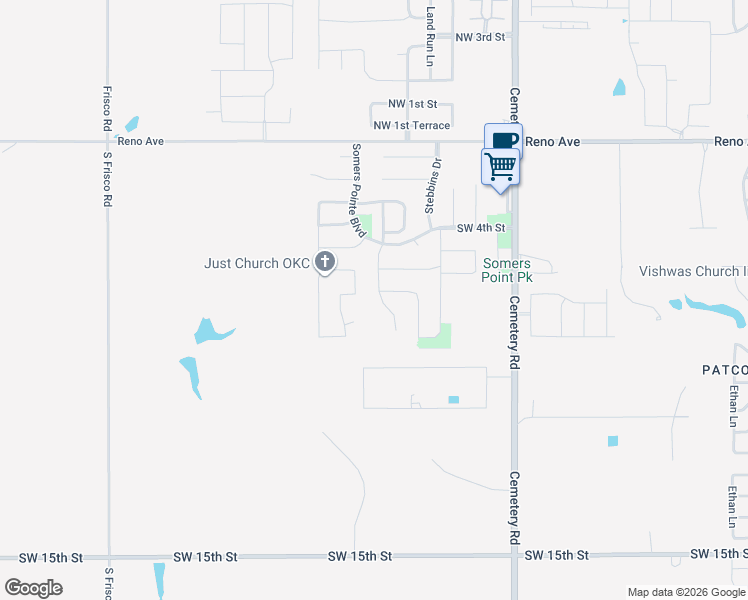 map of restaurants, bars, coffee shops, grocery stores, and more near 705 Parsons Drive in Yukon