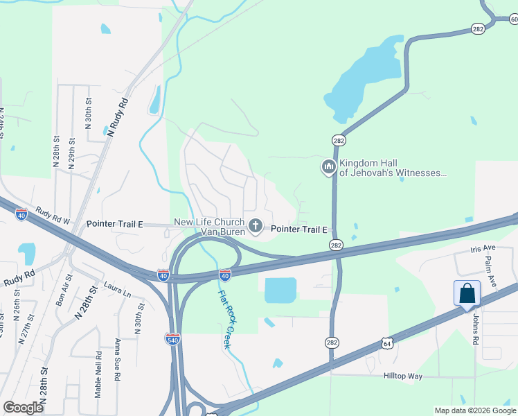 map of restaurants, bars, coffee shops, grocery stores, and more near 1508 North 36th Street in Van Buren