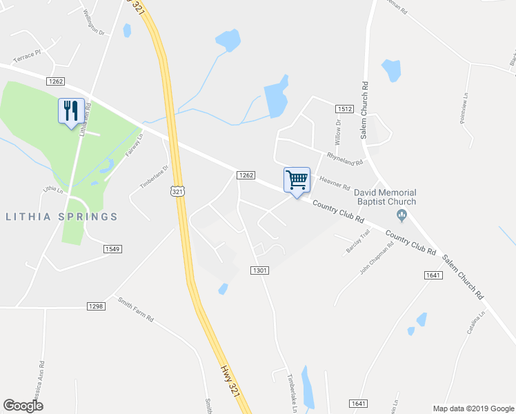 map of restaurants, bars, coffee shops, grocery stores, and more near 1254 Garrison Lane in Lincolnton