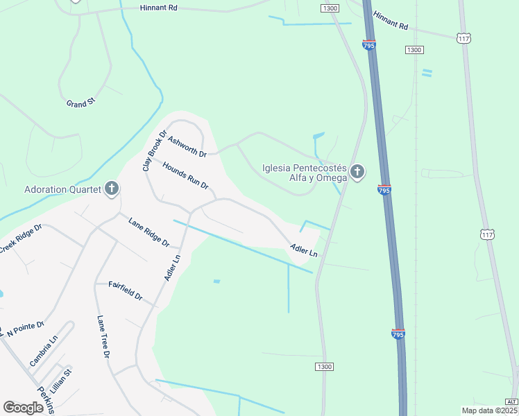 map of restaurants, bars, coffee shops, grocery stores, and more near 613 Adler Lane in Goldsboro