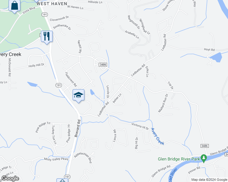 map of restaurants, bars, coffee shops, grocery stores, and more near 7 Summer Meadow Road in Arden