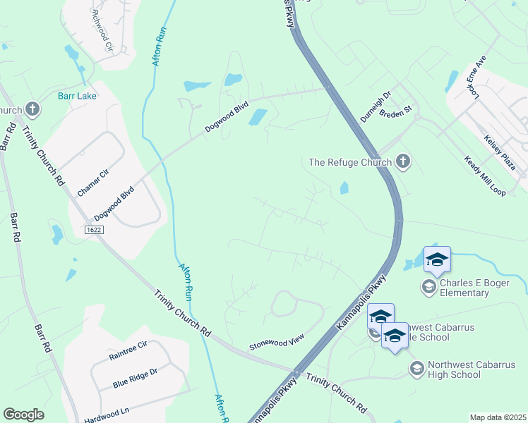 map of restaurants, bars, coffee shops, grocery stores, and more near 5067 Overcrest Drive in Kannapolis