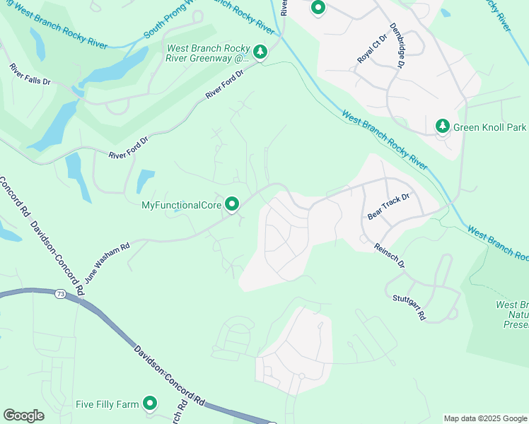 map of restaurants, bars, coffee shops, grocery stores, and more near 14012 Sunnyhill Grove Road in Davidson