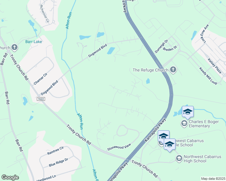 map of restaurants, bars, coffee shops, grocery stores, and more near 5067 Overcrest Drive in Kannapolis