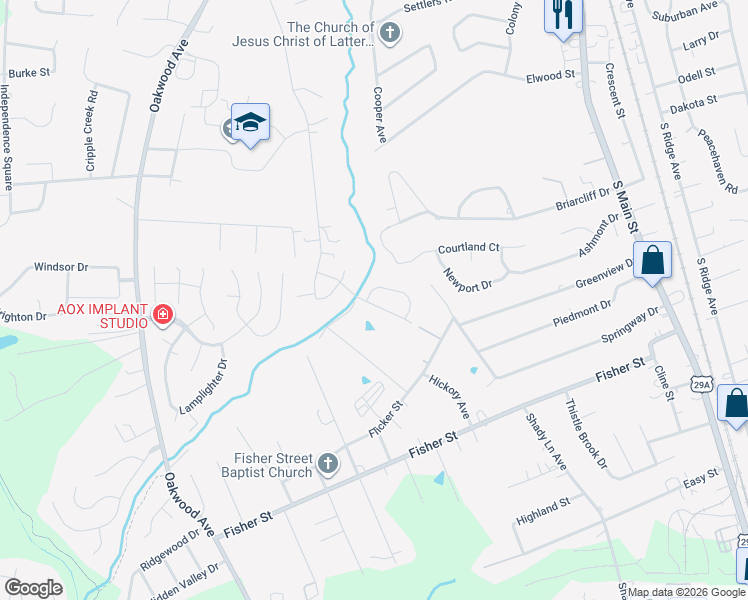 map of restaurants, bars, coffee shops, grocery stores, and more near 2343 Bloomfield Drive in Kannapolis