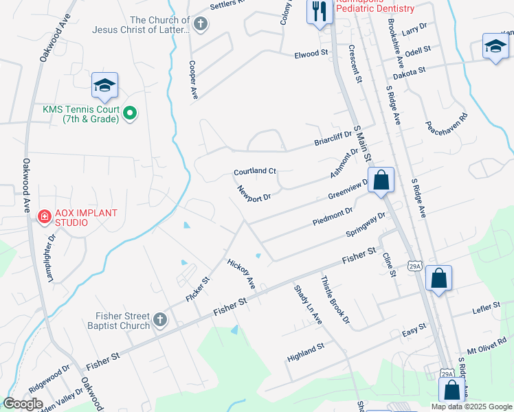 map of restaurants, bars, coffee shops, grocery stores, and more near 133 Newport Drive in Kannapolis