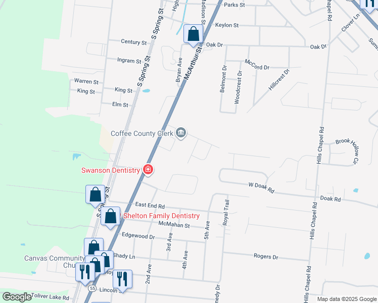 map of restaurants, bars, coffee shops, grocery stores, and more near 1329 McArthur Street in Manchester