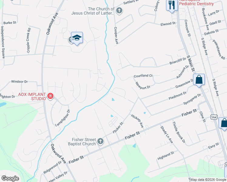 map of restaurants, bars, coffee shops, grocery stores, and more near 2342 Bloomfield Drive in Kannapolis