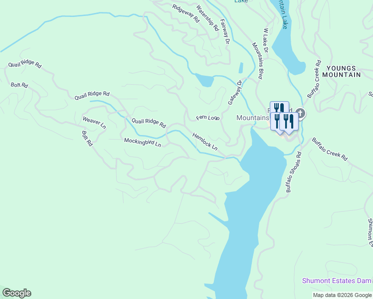 map of restaurants, bars, coffee shops, grocery stores, and more near 158 Rock Spring Lane in Lake Lure