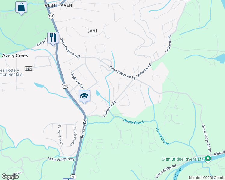map of restaurants, bars, coffee shops, grocery stores, and more near 26 Locole Drive in Arden