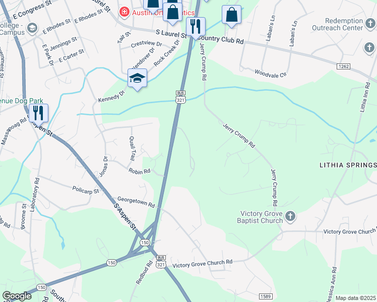 map of restaurants, bars, coffee shops, grocery stores, and more near 101 Arbor Run Drive in Lincolnton