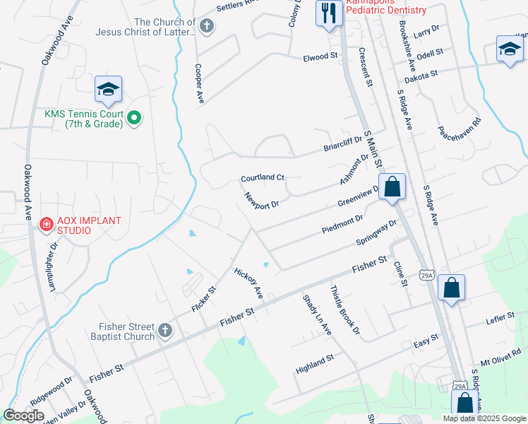 map of restaurants, bars, coffee shops, grocery stores, and more near 133 Newport Drive in Kannapolis