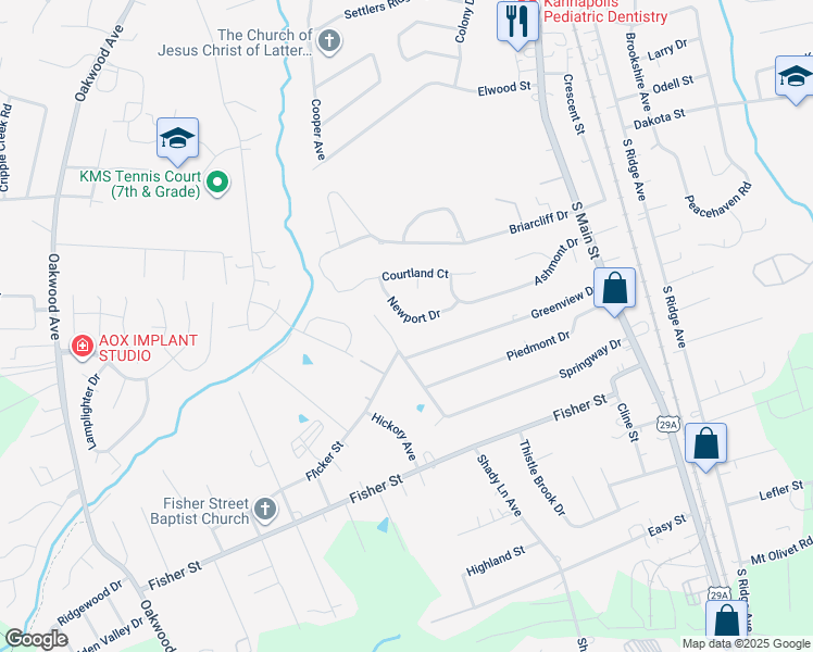 map of restaurants, bars, coffee shops, grocery stores, and more near 141 Newport Drive in Kannapolis