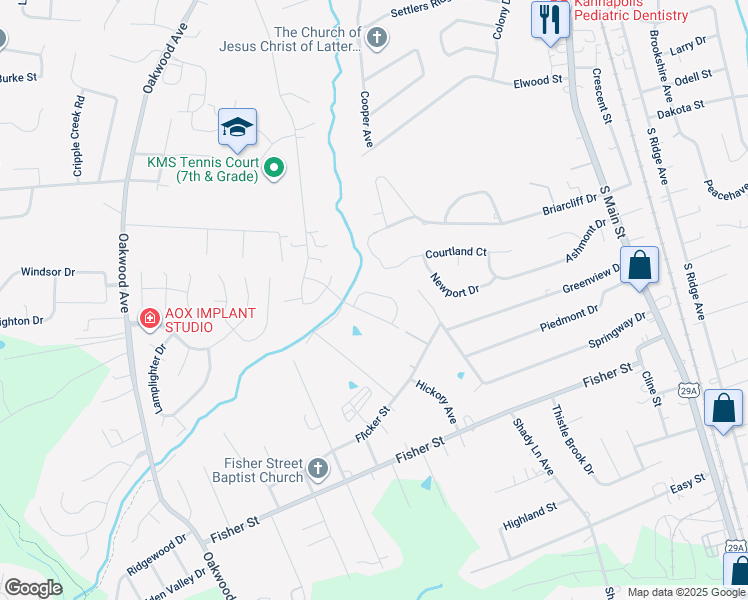map of restaurants, bars, coffee shops, grocery stores, and more near 2334 Bloomfield Drive in Kannapolis