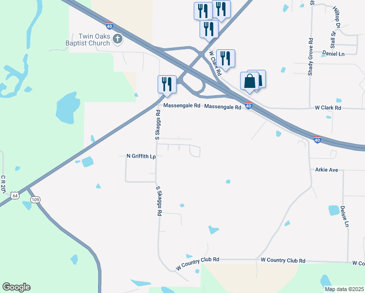 map of restaurants, bars, coffee shops, grocery stores, and more near 15 Cypress Avenue in Clarksville