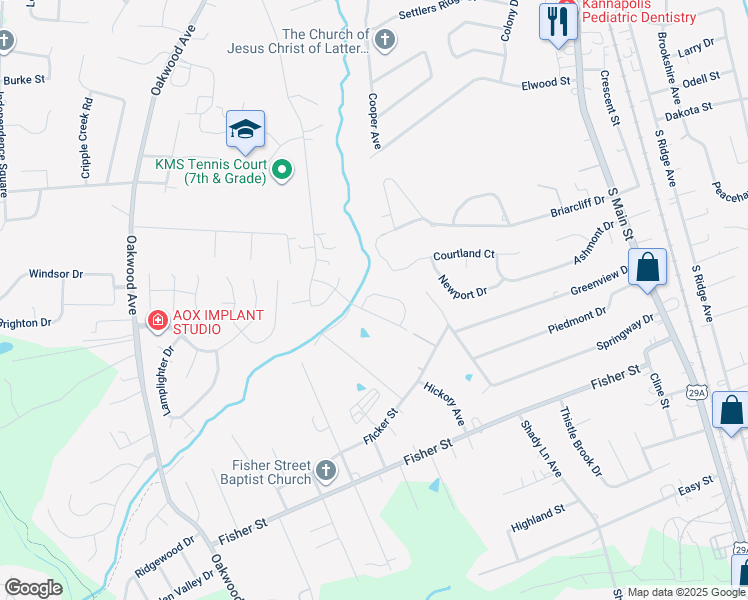 map of restaurants, bars, coffee shops, grocery stores, and more near 2338 Bloomfield Drive in Kannapolis