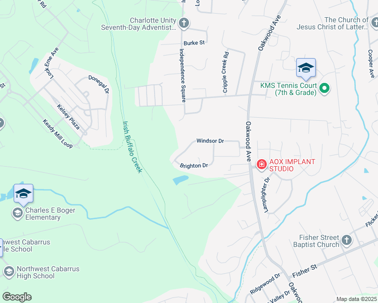 map of restaurants, bars, coffee shops, grocery stores, and more near 1221 Windsor Drive in Kannapolis