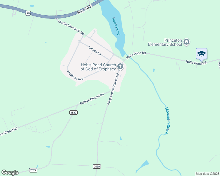 map of restaurants, bars, coffee shops, grocery stores, and more near 1394 Progressive Church Road in Princeton