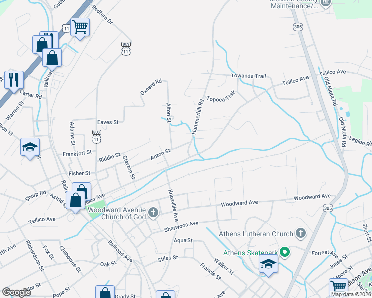 map of restaurants, bars, coffee shops, grocery stores, and more near 1321 Hammerhill Road in Athens