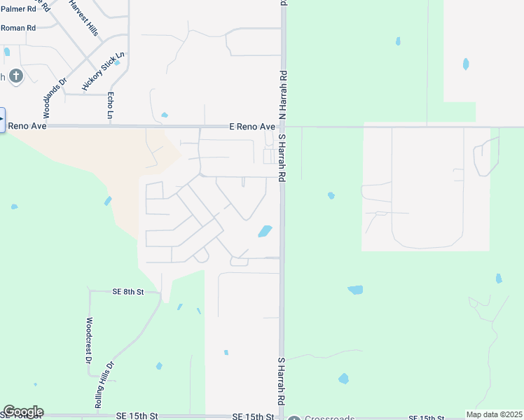 map of restaurants, bars, coffee shops, grocery stores, and more near 299 Mounds Road in Harrah