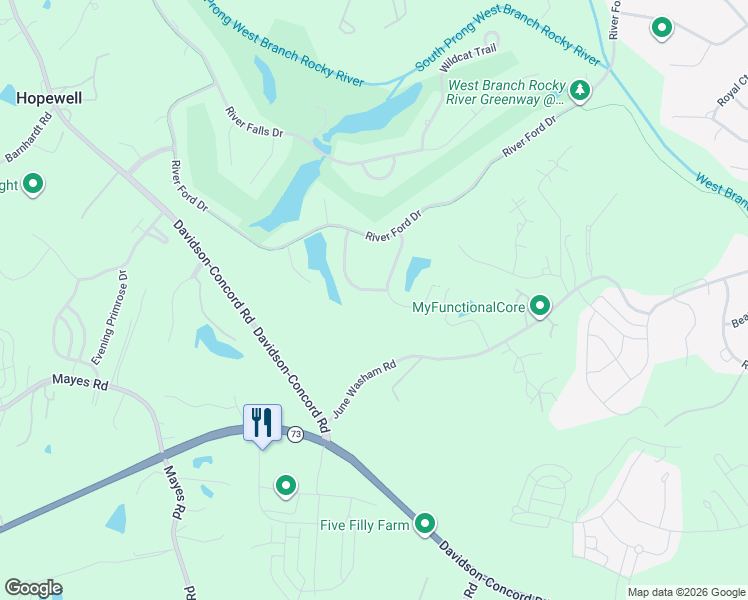 map of restaurants, bars, coffee shops, grocery stores, and more near 18609 Maplecroft Lake Lane in Davidson